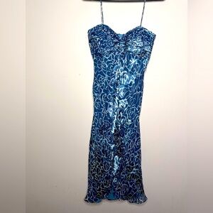 Peter Noviello dress Blue Mermaid iridescent ruffle asymmetrical y2k fairy sz 4